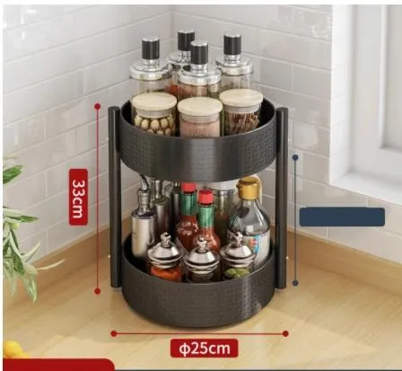 Multi Layer Rotating Spice Storage Rack For Kitchen Countertops