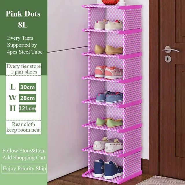 Multi-Layer Shoe Rack Vertical Dustproof Shoe Cabinet Assembled Shelf Furniture Home Standing Saving Space Shoes Organizer