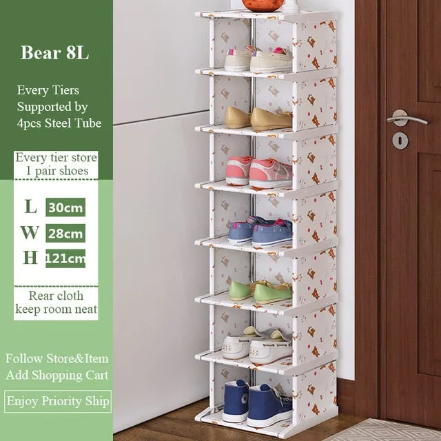 Multi-Layer Shoe Rack Vertical Dustproof Shoe Cabinet Assembled Shelf Furniture Home Standing Saving Space Shoes Organizer