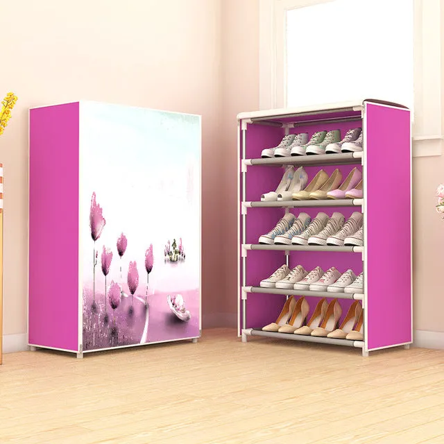 Multilayer Shoe Cabinet Dustproof Shoes Storage Easy to Install Space Saving Stand