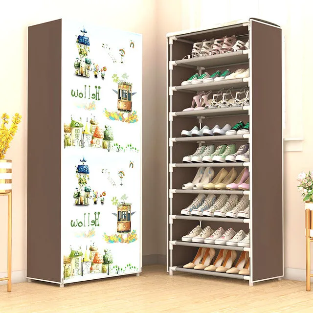 Multilayer Shoe Cabinet Dustproof Shoes Storage Easy to Install Space Saving Stand