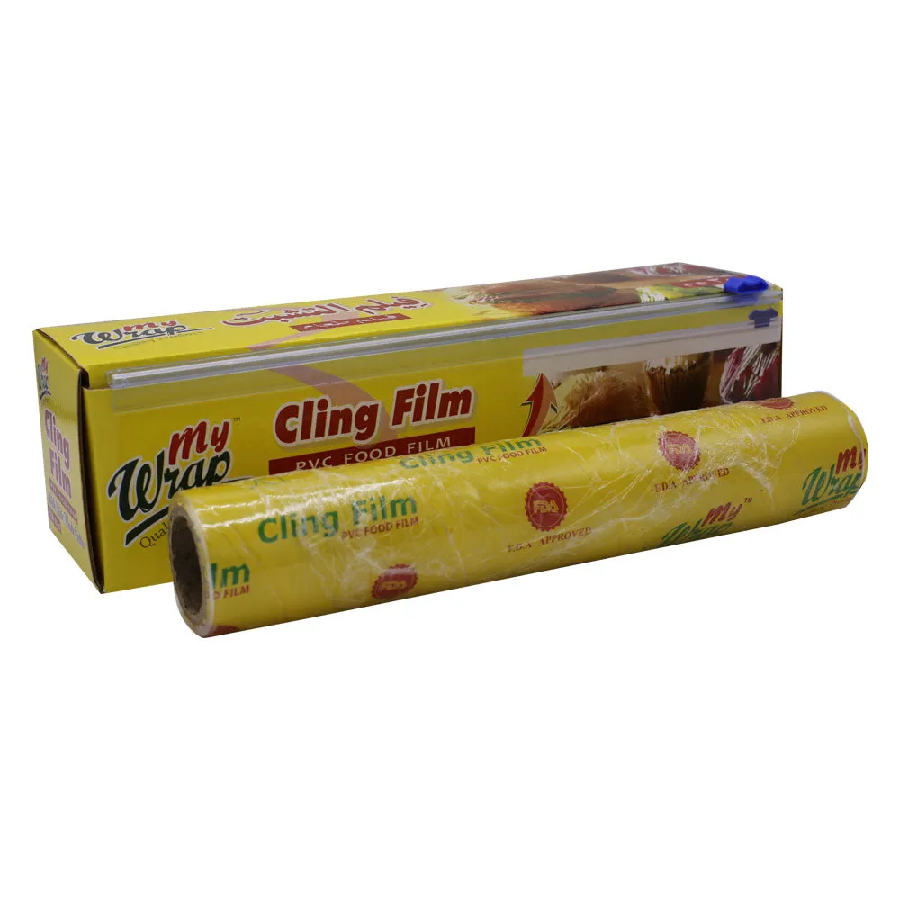 My Wrap Cling Film Plastic Food Wrap Thin Roll With Slide Blade Cutter 12Inch