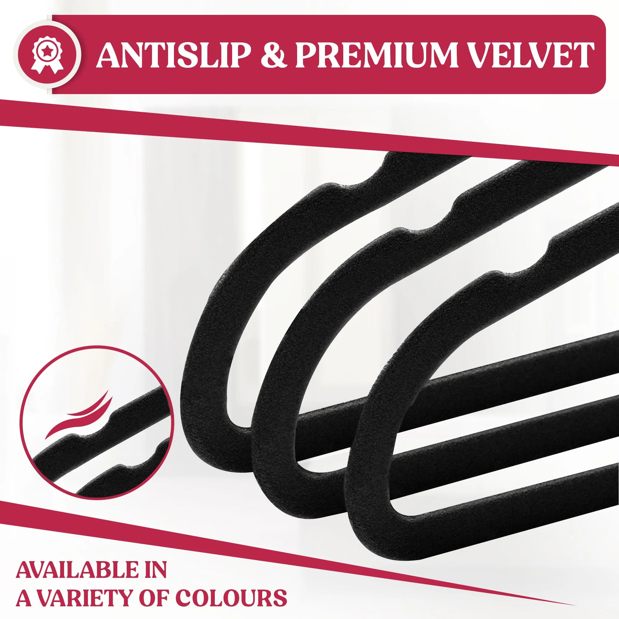 Non Slip Velvet Clothing Heavy Duty Hangers with 360 Degree Rotatable Hook