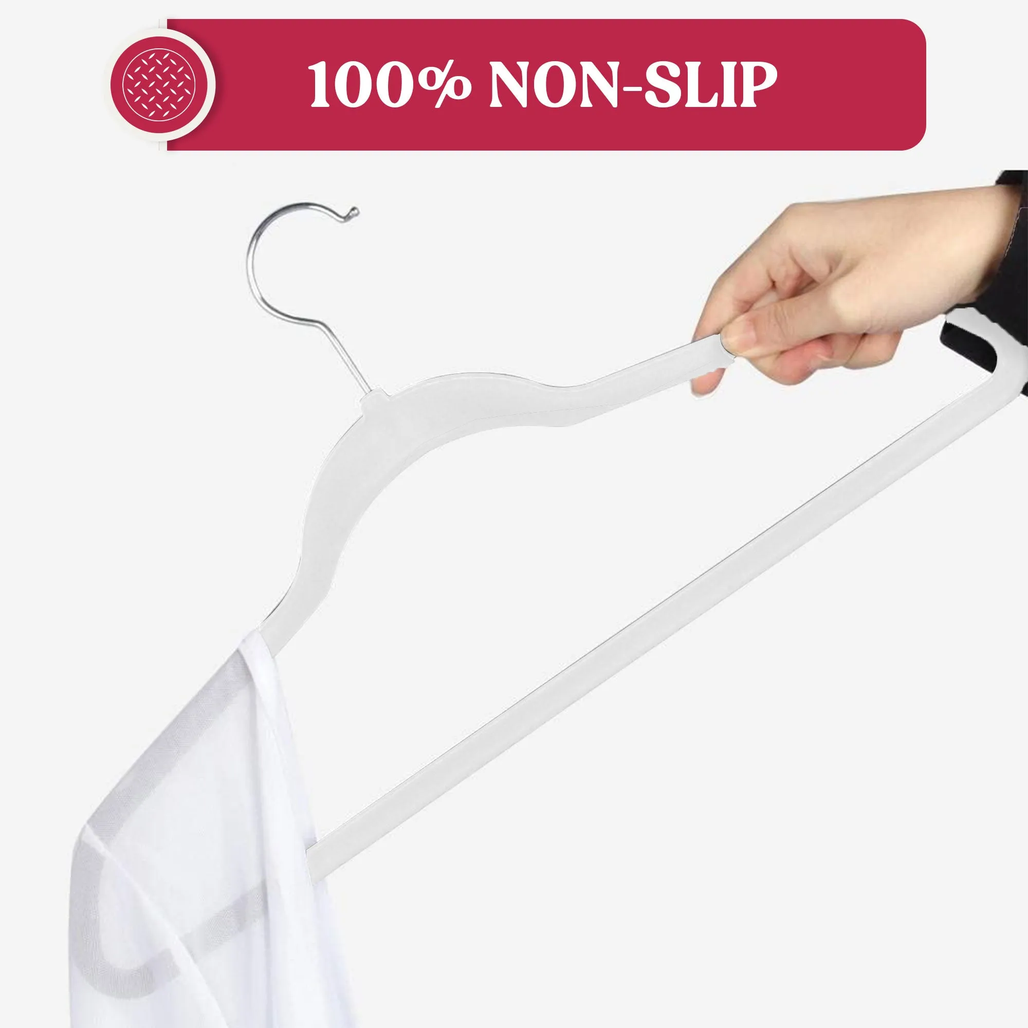 Non Slip Velvet Clothing Heavy Duty Hangers with 360 Degree Rotatable Hook