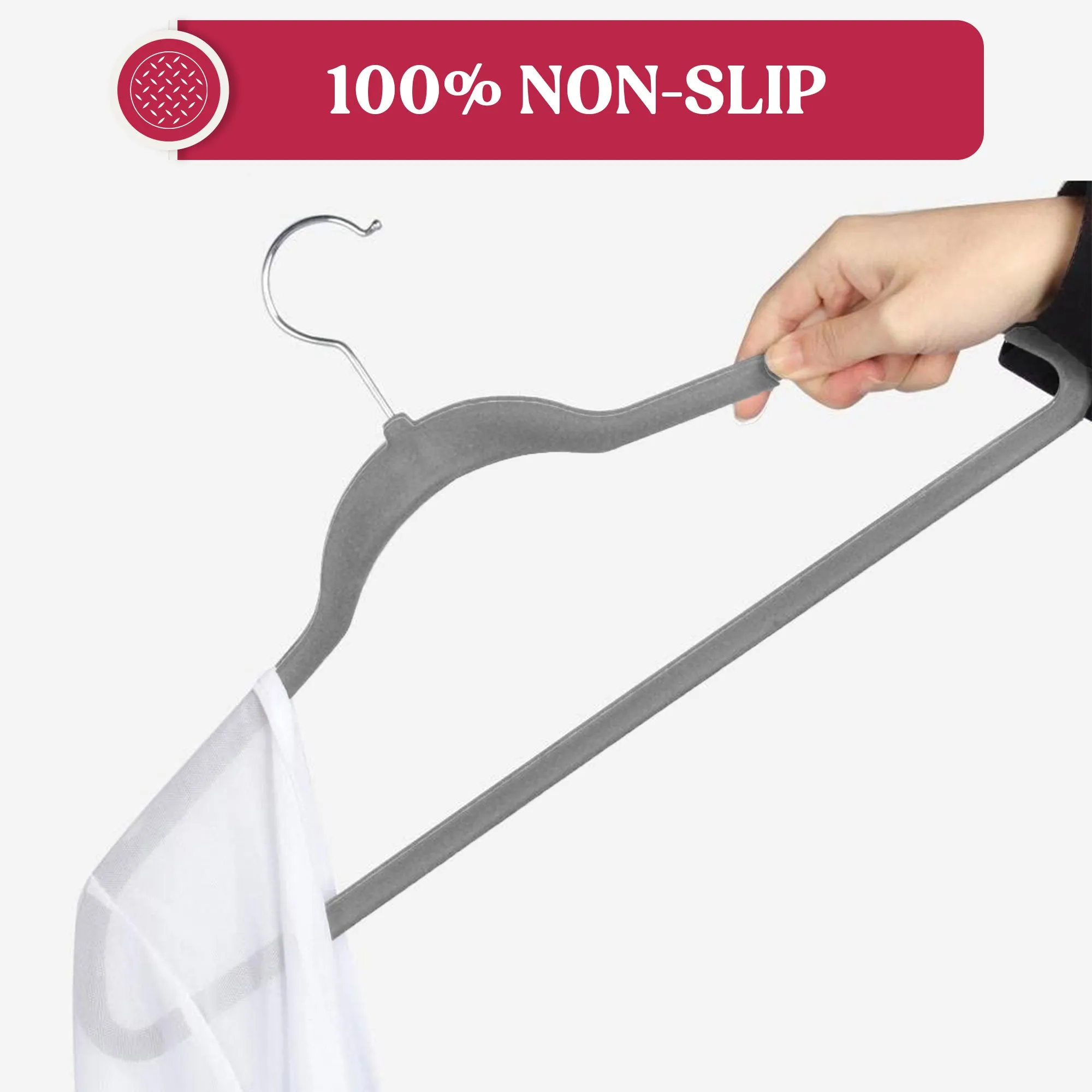 Non Slip Velvet Clothing Heavy Duty Hangers with 360 Degree Rotatable Hook