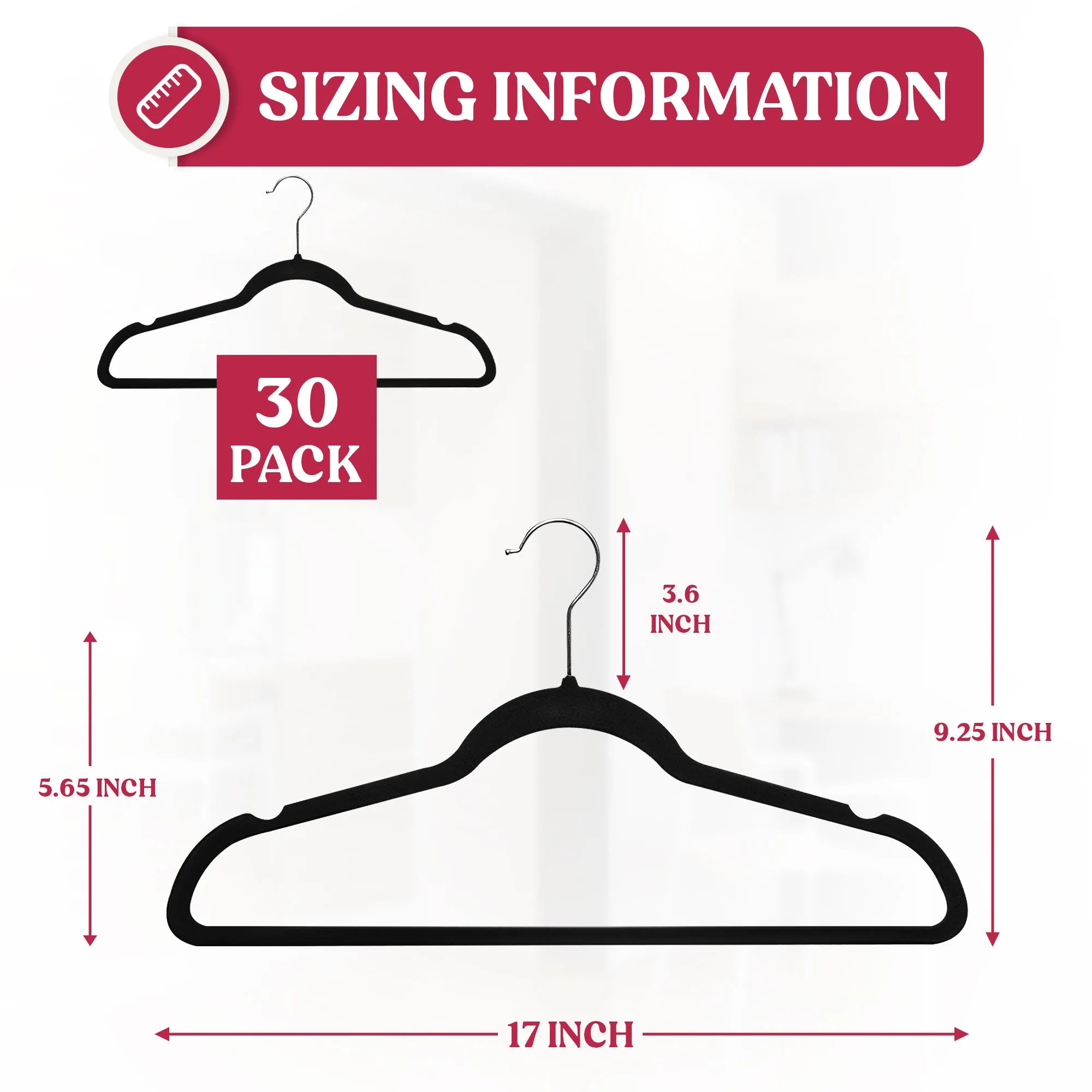 Non Slip Velvet Clothing Heavy Duty Hangers with 360 Degree Rotatable Hook