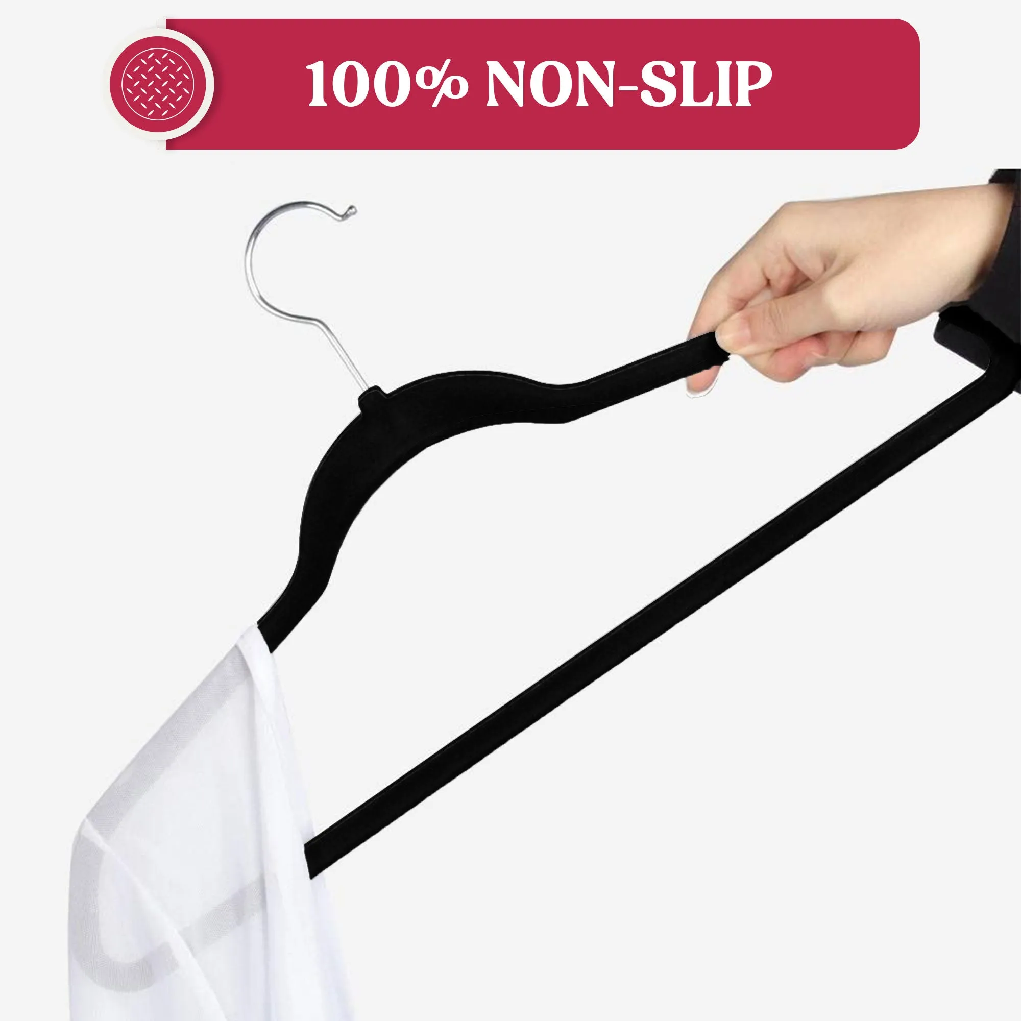 Non Slip Velvet Clothing Heavy Duty Hangers with 360 Degree Rotatable Hook