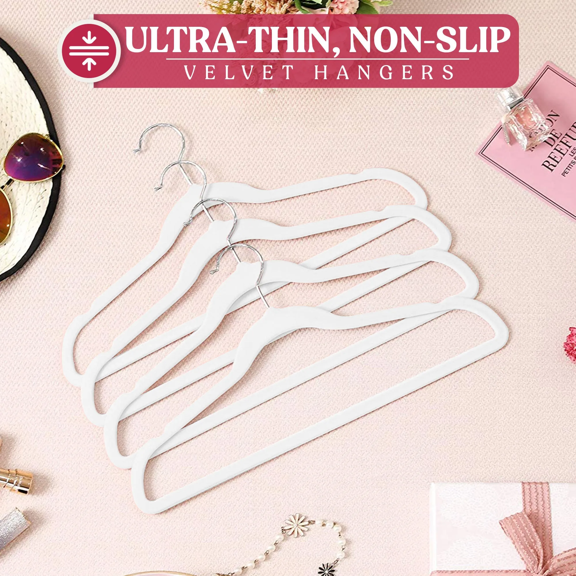 Non Slip Velvet Clothing Heavy Duty Hangers with 360 Degree Rotatable Hook