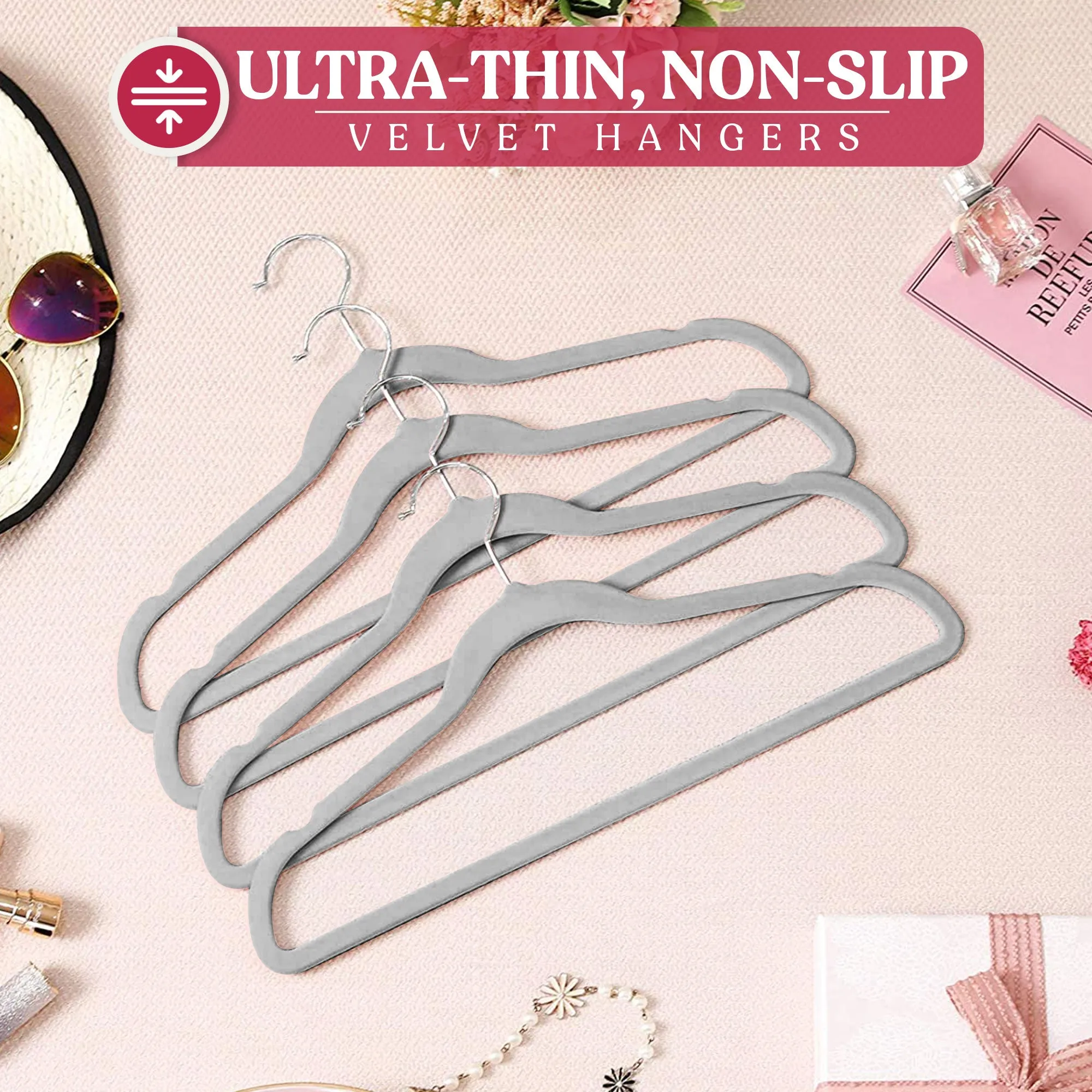 Non Slip Velvet Clothing Heavy Duty Hangers with 360 Degree Rotatable Hook