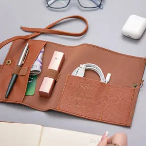 Personalised Faux Leather Cable Tidy With Message