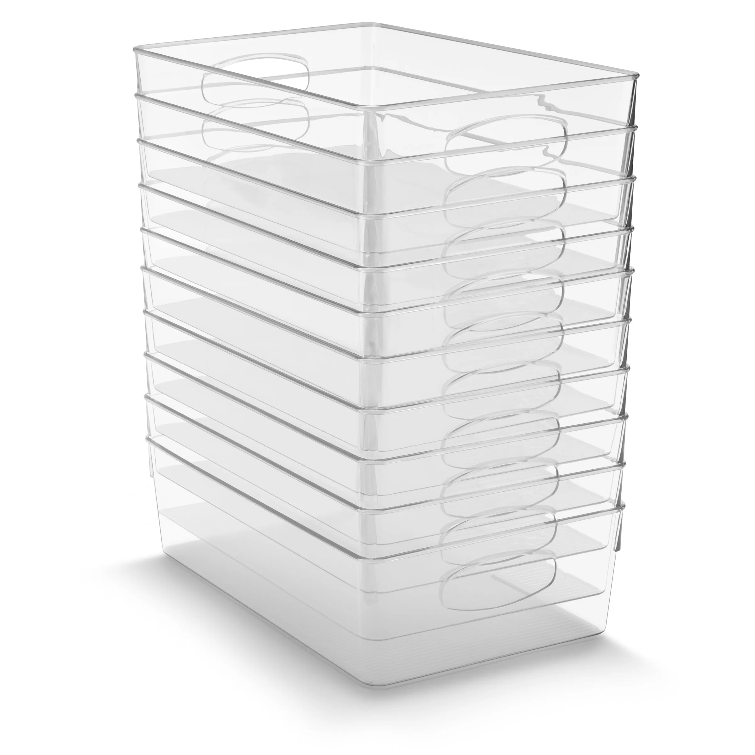 Plastic Clear Container Bins with Handles (10 Pack)