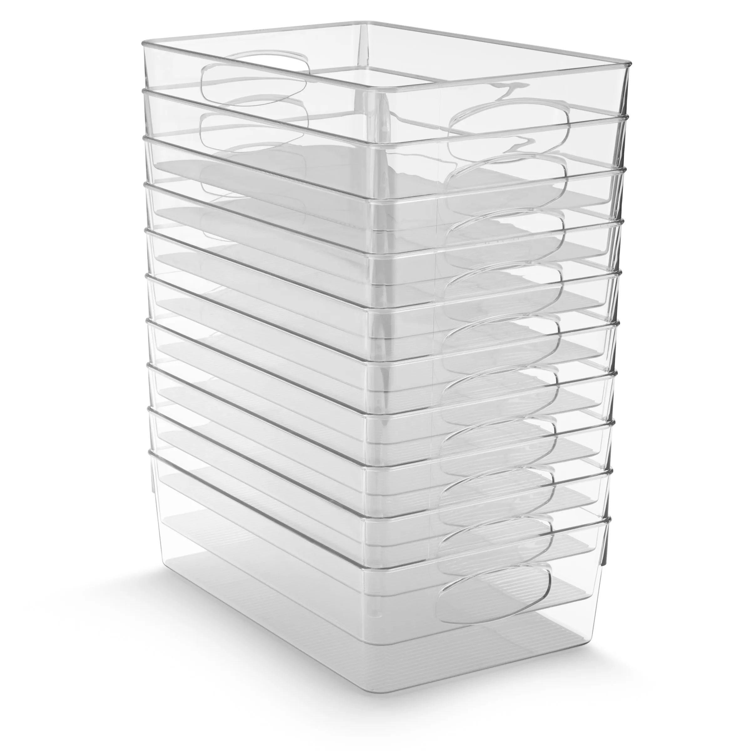 Plastic Clear Container Bins with Handles (10 Pack)