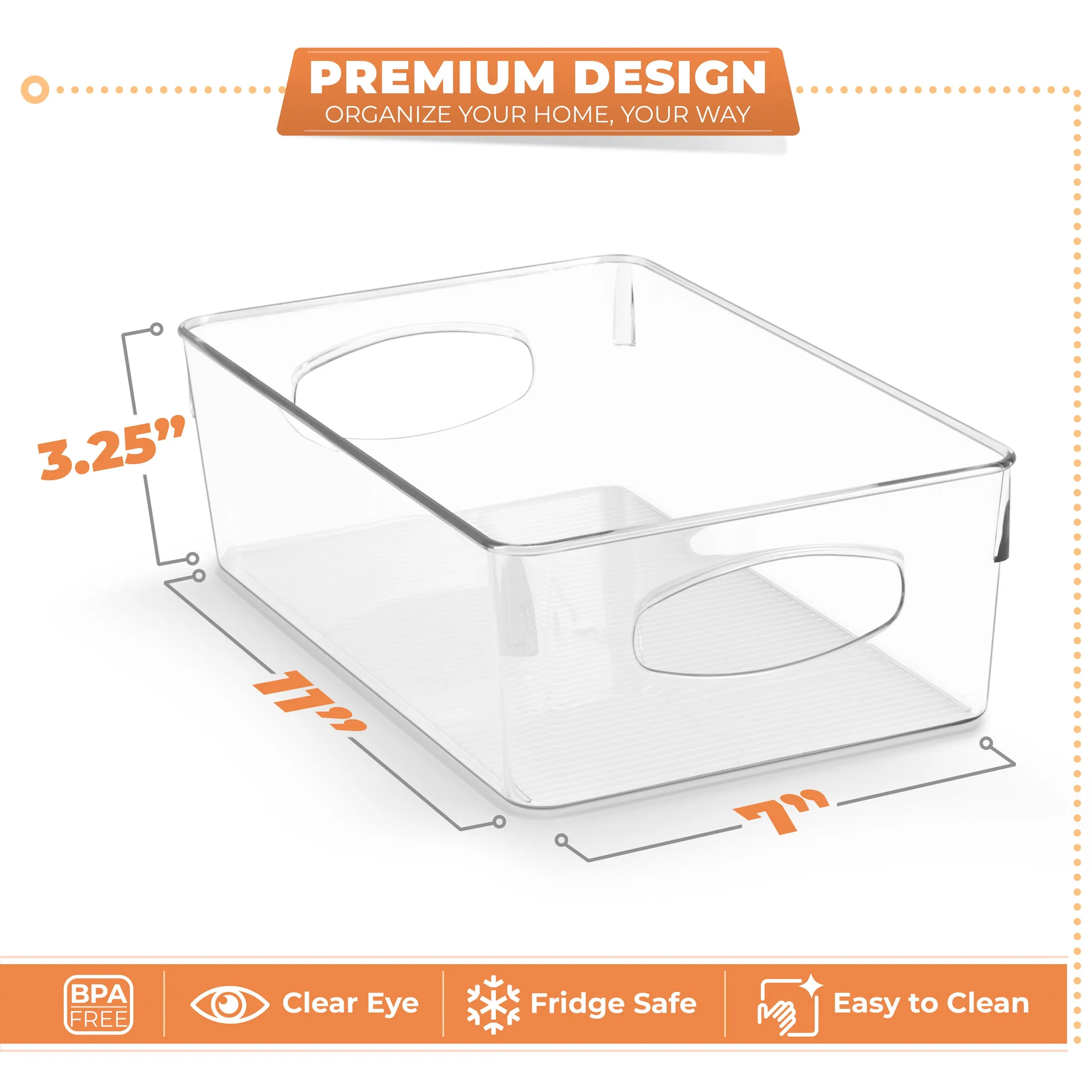 Plastic Clear Container Bins with Handles (10 Pack)