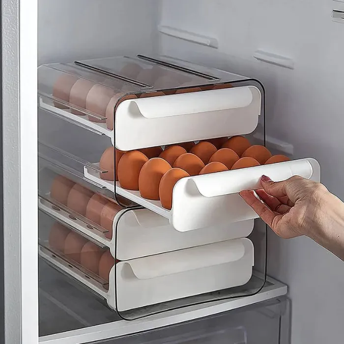 Refrigerator Egg storage drawer 32 Grid Double-Layer Fridge organizer box