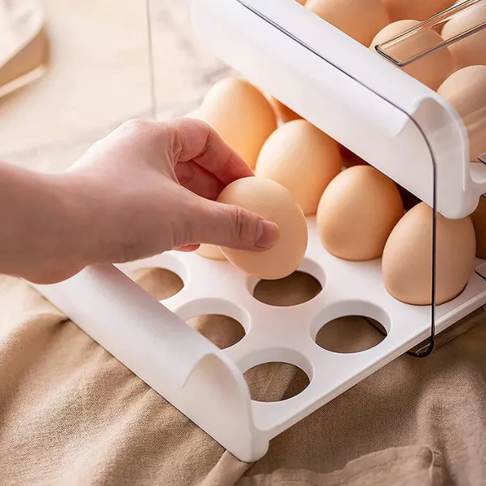 Refrigerator Egg storage drawer 32 Grid Double-Layer Fridge organizer box