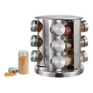 Revolving 12-Jar Countertop Spice Rack Stainless Steel