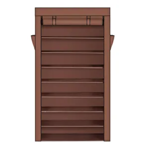 RONSHIN Shoe Rack 10 Layers Widened Black Shoe Cabinet 160*30*88 Brown