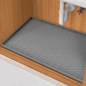 RoomHacks Under Sink Mat for Kitchen Waterproof, 34" x 22" Silicone Under Sink Liner, Kitchen Bathroom Cabinet Mat, Fit 36inch Standard Cabinet Mat Under Sink Organizer Drip Tray Dark Grey