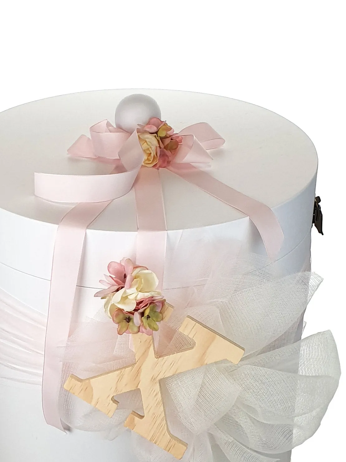 Round wooden baptismal box - WOODEN HAT BOX