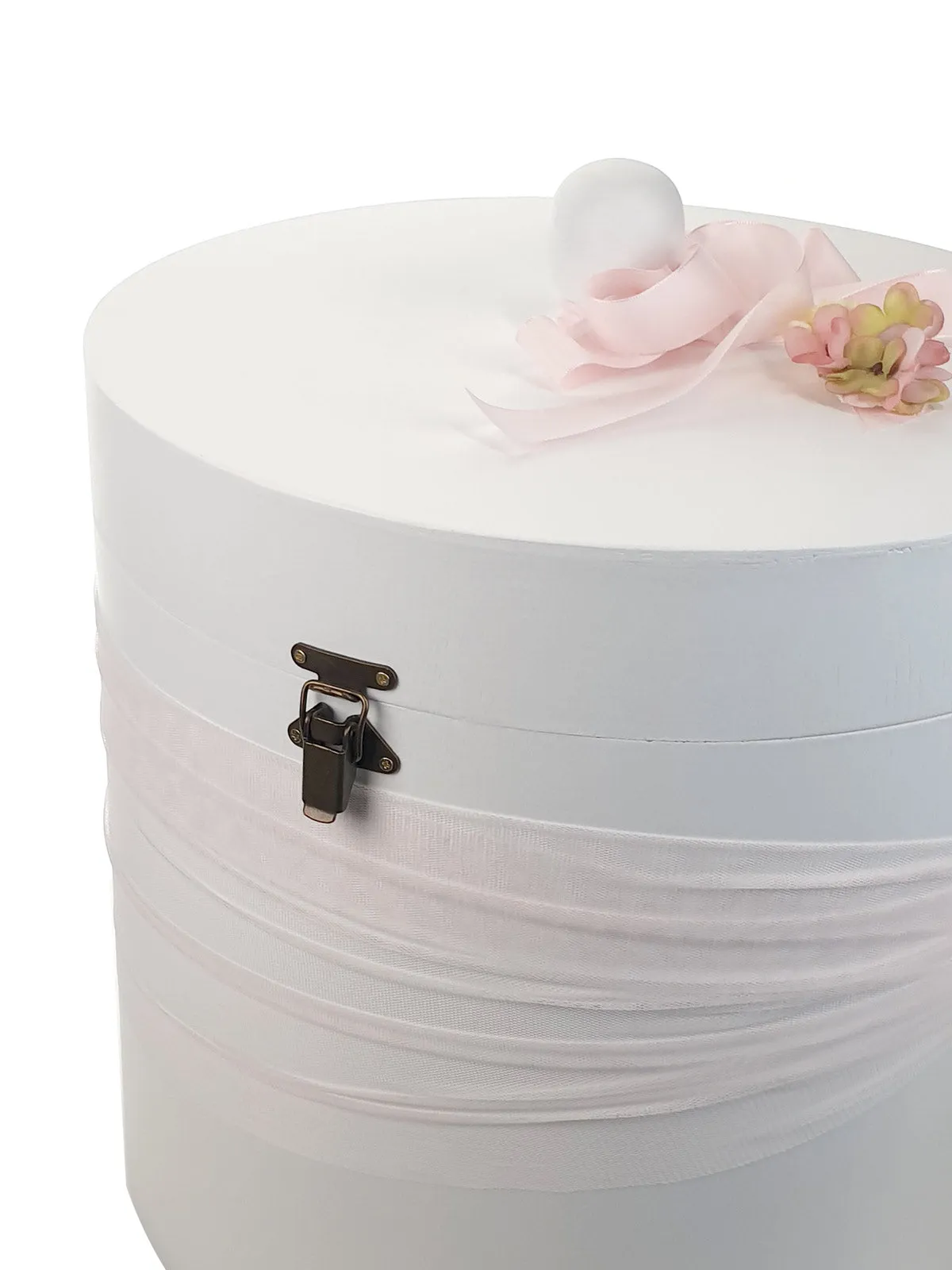 Round wooden baptismal box - WOODEN HAT BOX