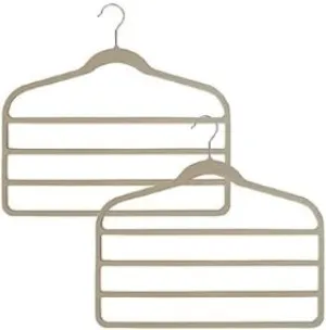 Set Of 2 Velvet Slack Racks With 4 Hanging Bars - Taupe