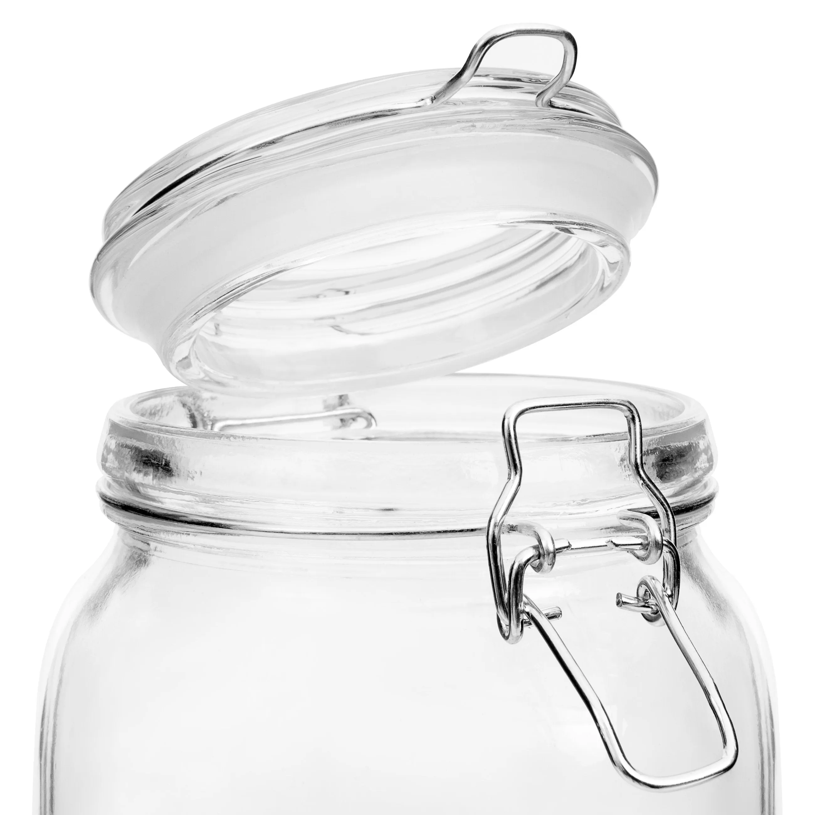 Set of 5 Glass Mason Jars w/ Clip-Top, 10 Stickers, Chalk - Clear