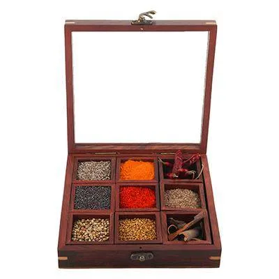 Sheesham Wooden Table Top Spice Box Masala Dabba Namak Dani