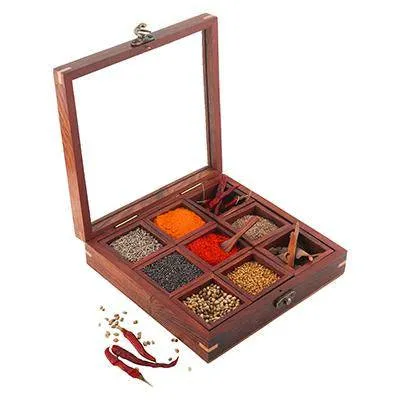 Sheesham Wooden Table Top Spice Box Masala Dabba Namak Dani