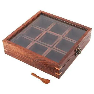 Sheesham Wooden Table Top Spice Box Masala Dabba Namak Dani