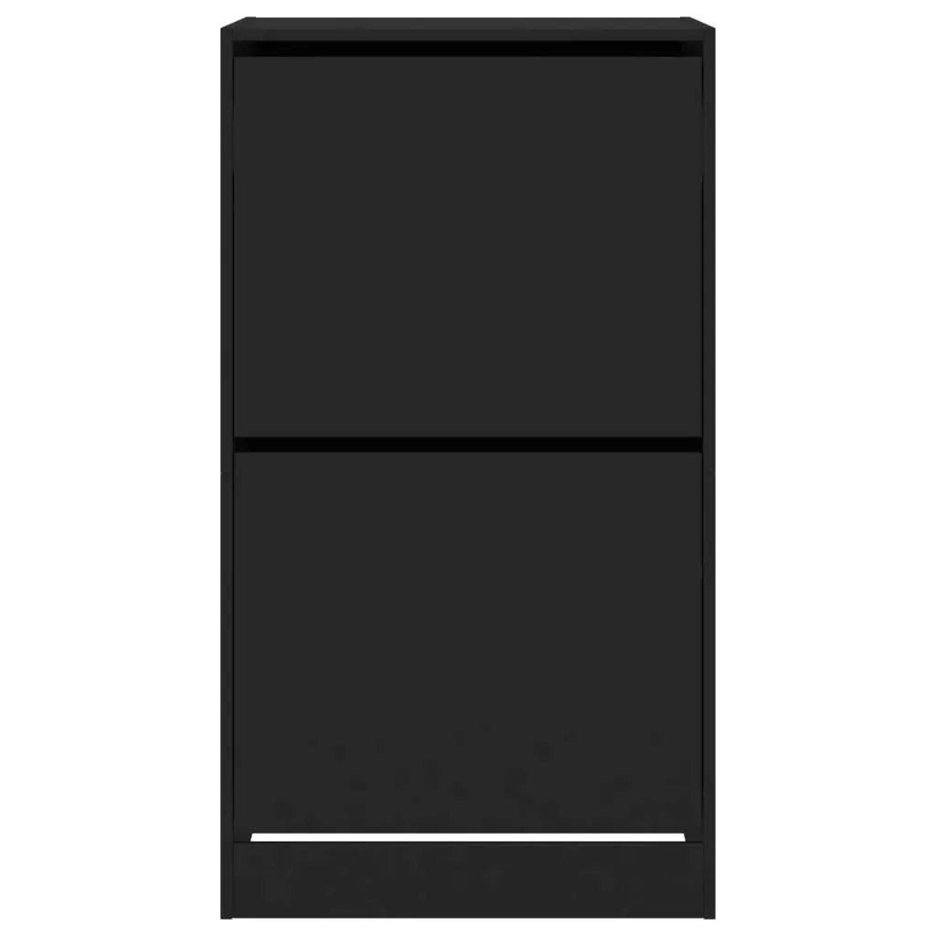 Shoe Cabinet with 2 Flip-Drawers Black 60x42x108 cm