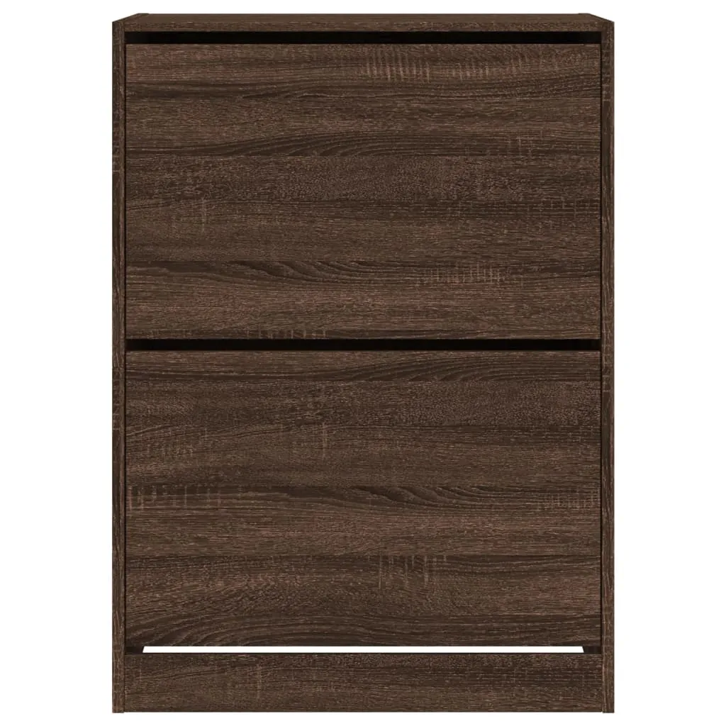 Shoe Cabinet with 2 Flip-Drawers Brown Oak 80x42x108 cm