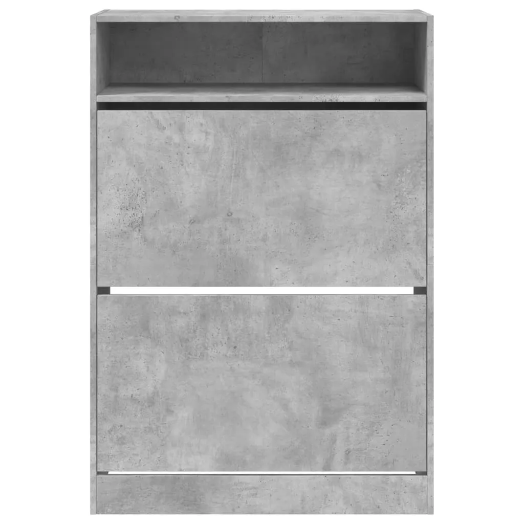 Shoe Cabinet with 2 Flip-Drawers Concrete Grey 80x34x116 cm