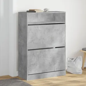 Shoe Cabinet with 2 Flip-Drawers Concrete Grey 80x34x116 cm