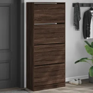 Shoe Cabinet with 4 Flip-Drawers Brown Oak 80x34x187.5 cm