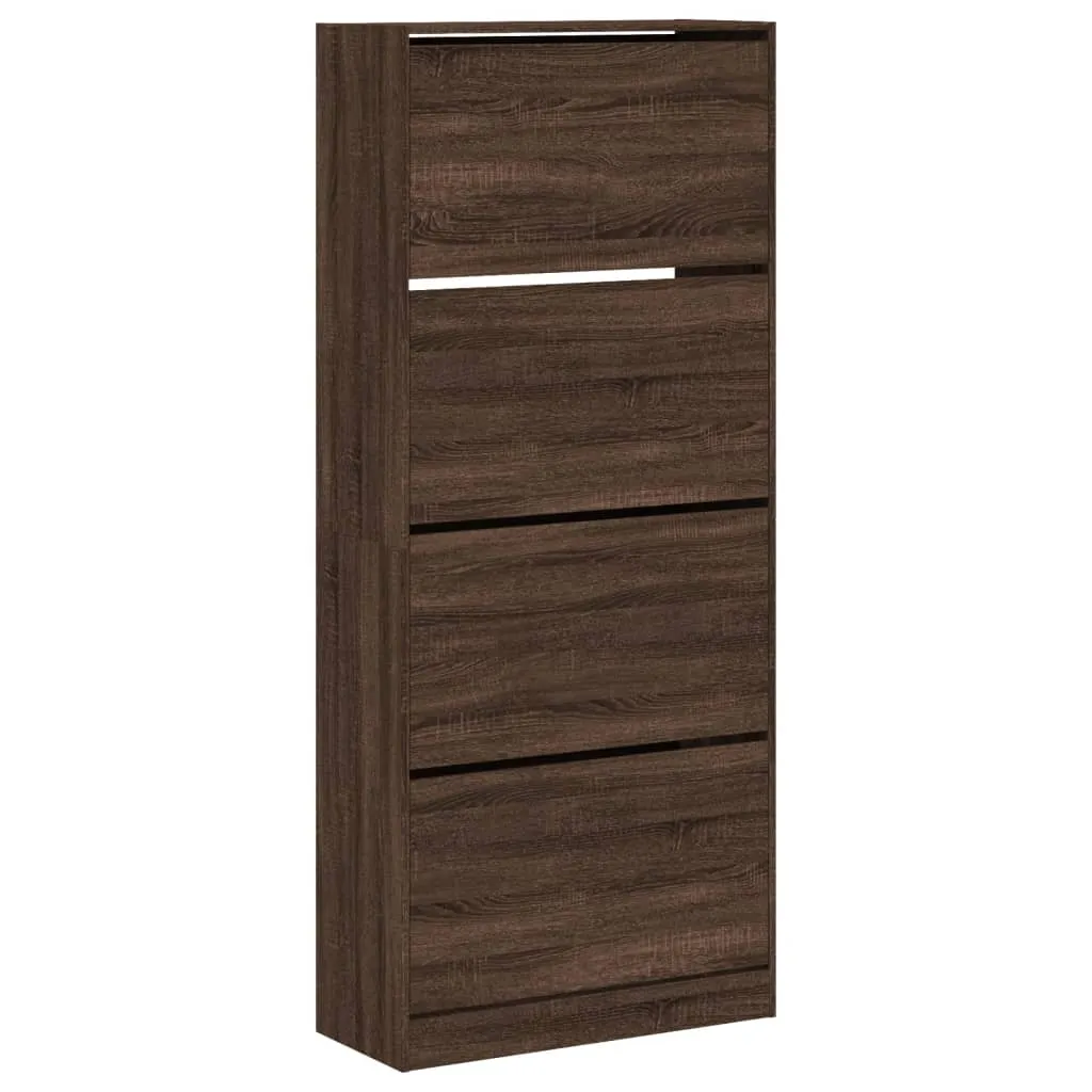 Shoe Cabinet with 4 Flip-Drawers Brown Oak 80x34x187.5 cm