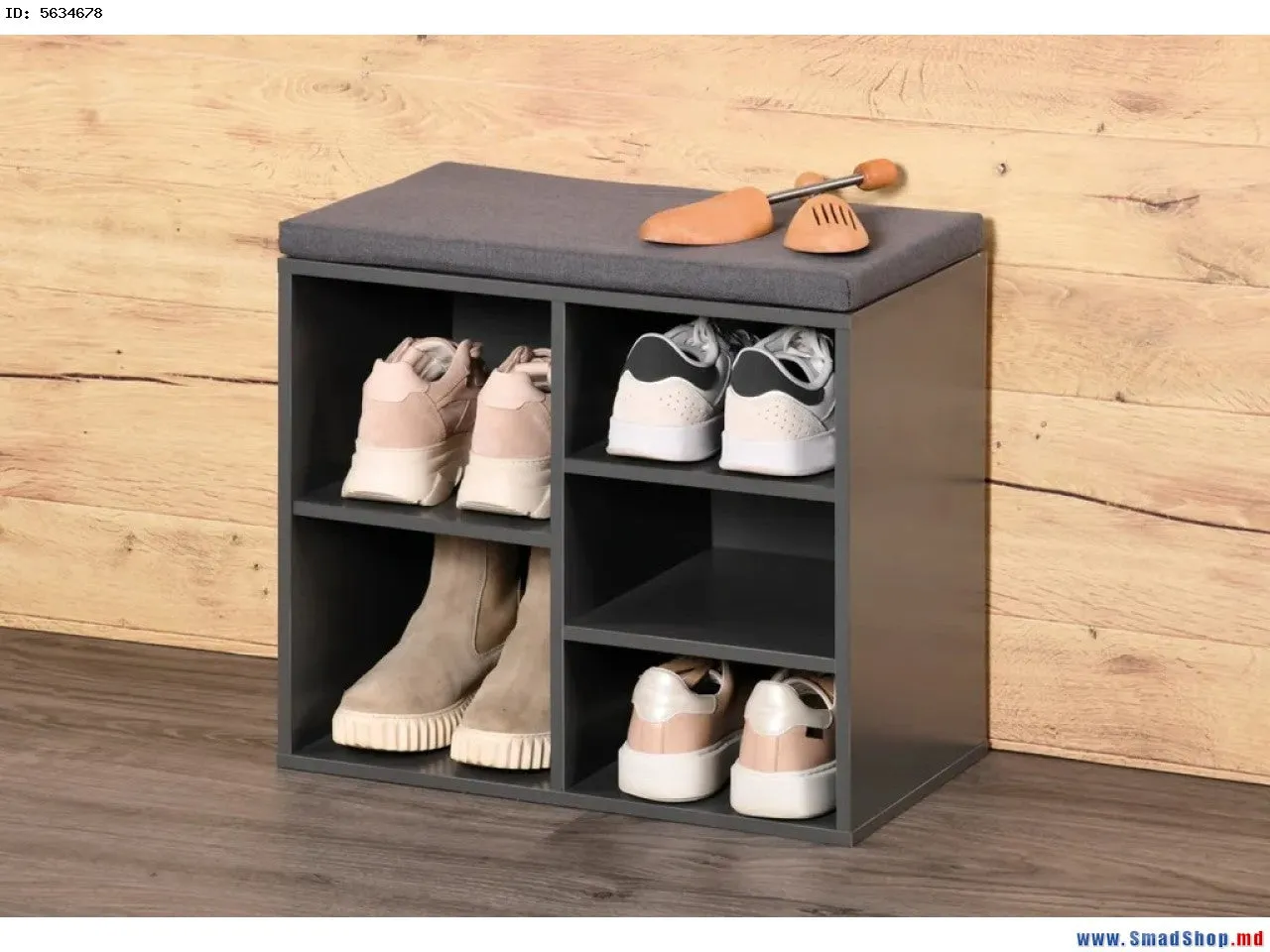 Shoe Cabinet With Cushion - Grey