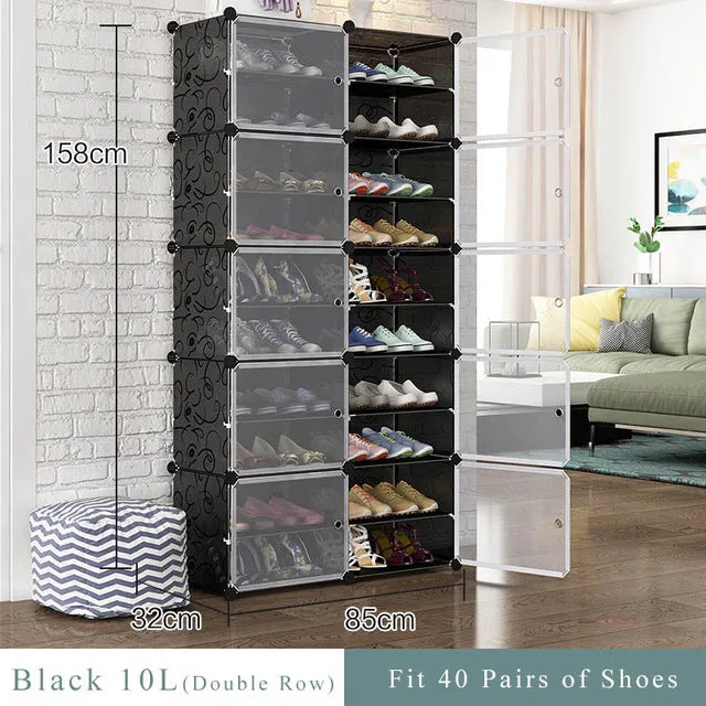 Simple Multilayer Modular Shoe Cabinet Easy Assembly Boots Shoes Storage Organizer Home Space Saving Closet Plastic Shoe Rack