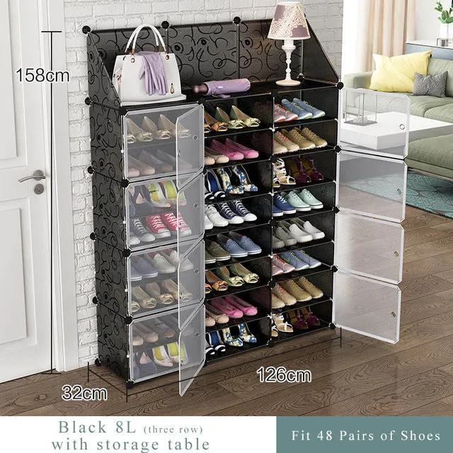 Simple Multilayer Modular Shoe Cabinet Easy Assembly Boots Shoes Storage Organizer Home Space Saving Closet Plastic Shoe Rack