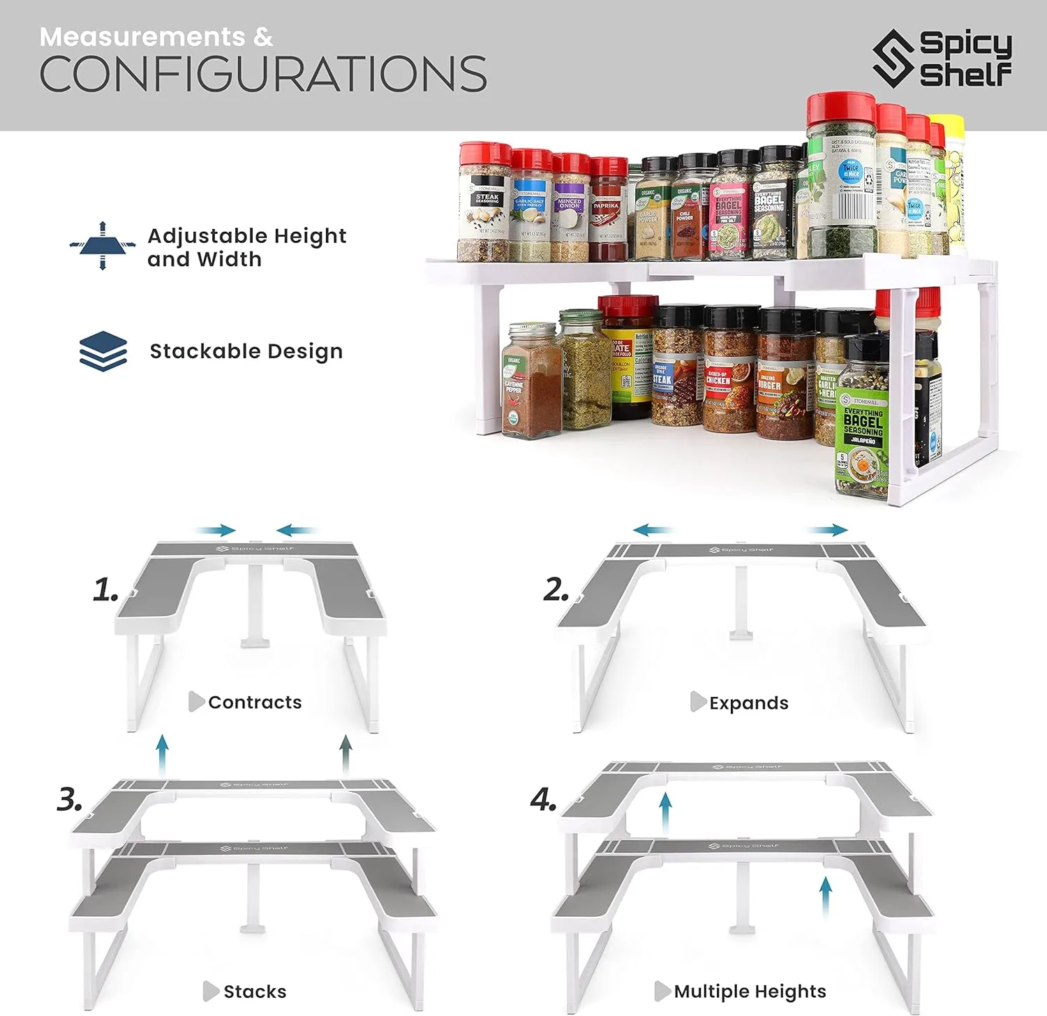 Spice Rack Deluxe Expandable Spice Rack and Cabinet Organizer tv Spicy Shelf Deluxe