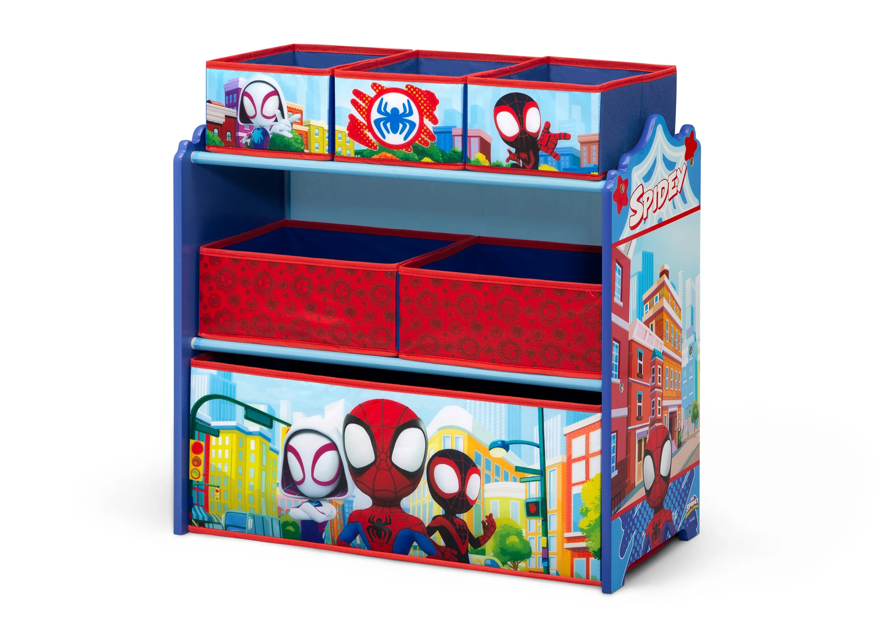 Spidey and His Amazing Friends 4-Piece Toddler Playroom Set – Includes Play Table and 6 Bin Toy Organizer