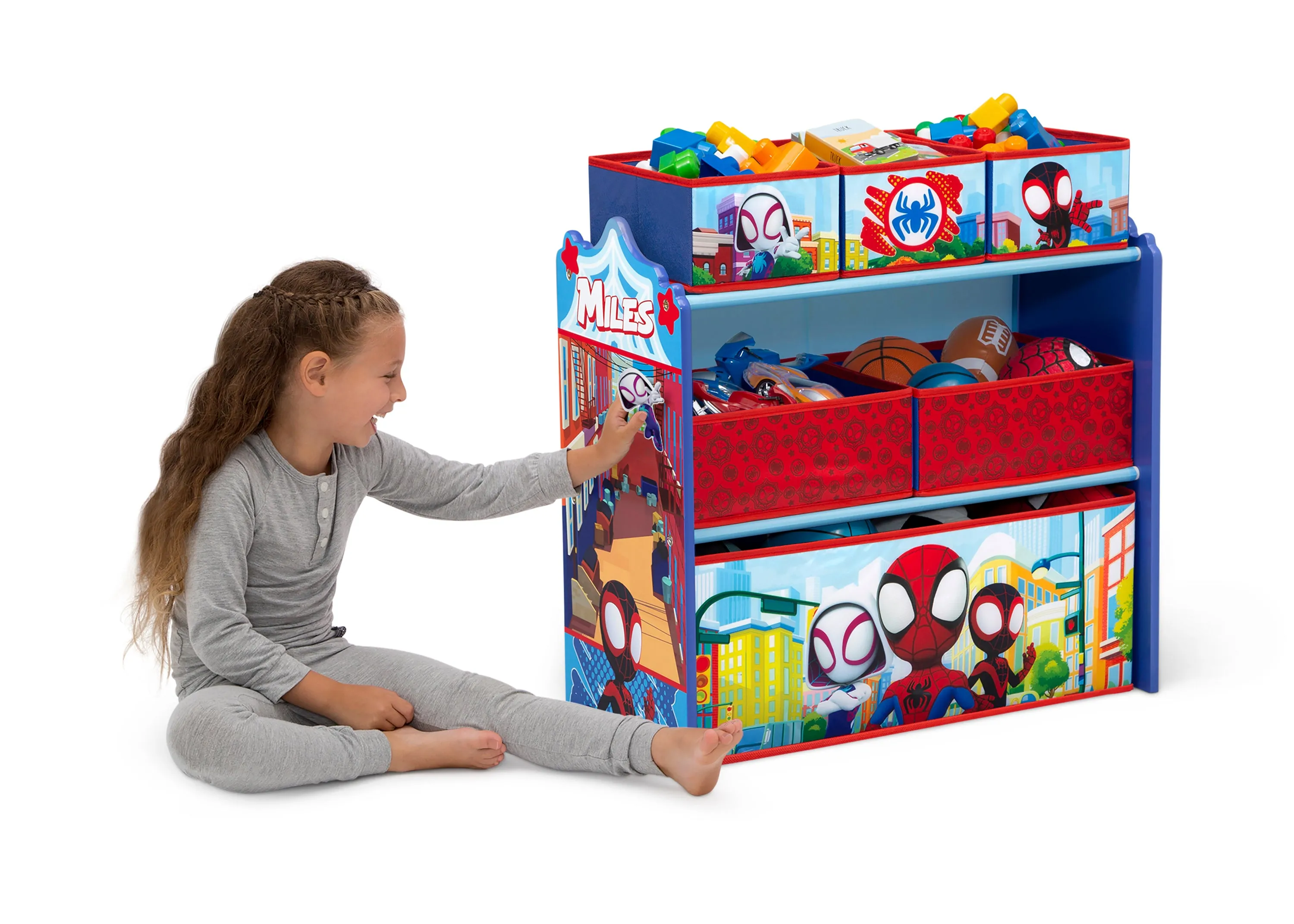 Spidey and His Amazing Friends 4-Piece Toddler Playroom Set – Includes Play Table and 6 Bin Toy Organizer