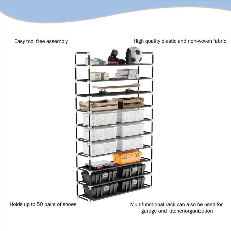 Standing shoe storage 10-Tier 50 Pair Shoe Rack