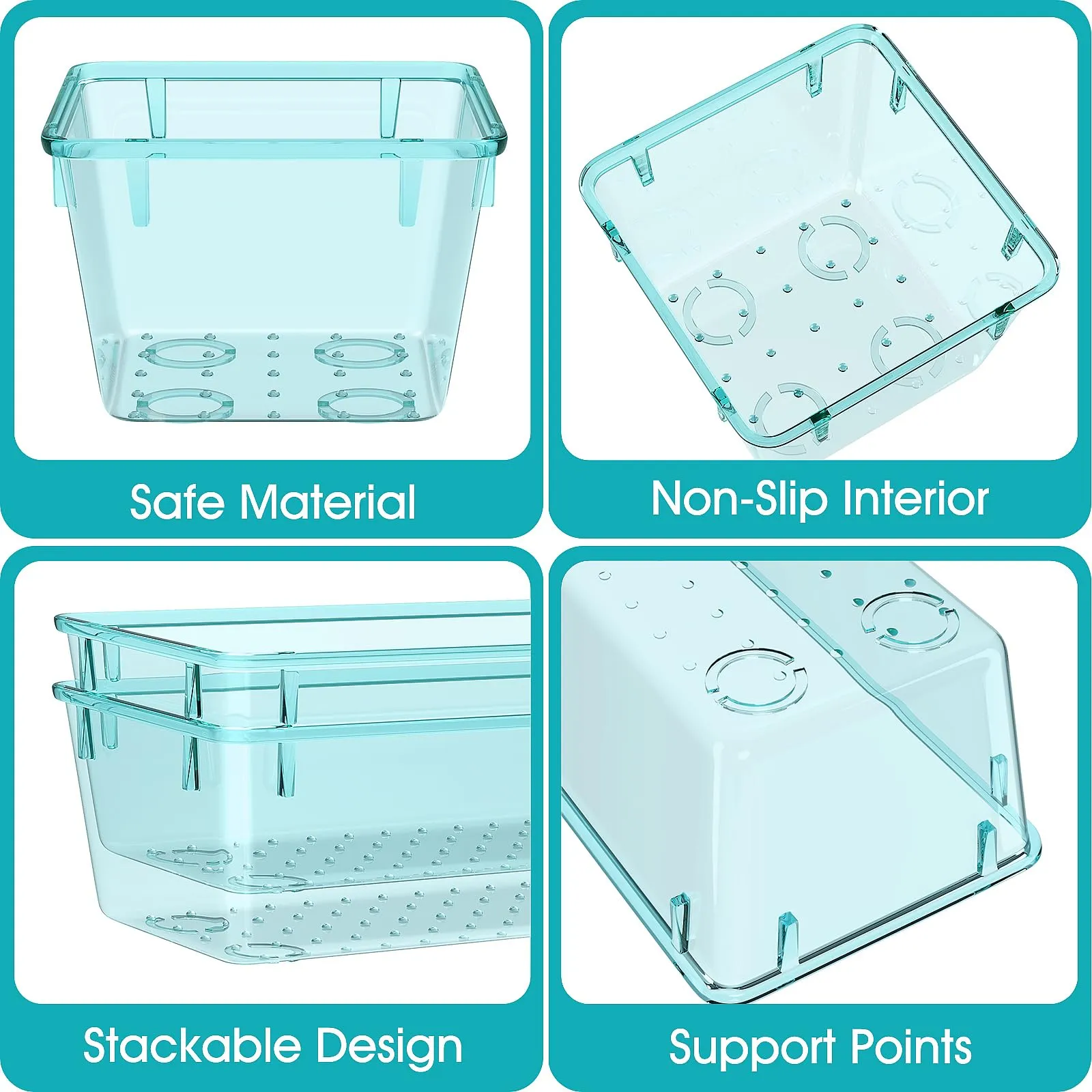 Stormiracle 13 Pc Clear Plastic Drawer Organizers Makeup Kitchen Office Sea Blue