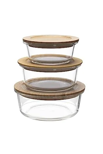 The Better Home Glass Airtight Container Set for Food Storage with Bamboo Lid | Leak Proof | Air Tight Lunch Box for Office, Fridge & School (400ml 650ml 950ml) Set of 3