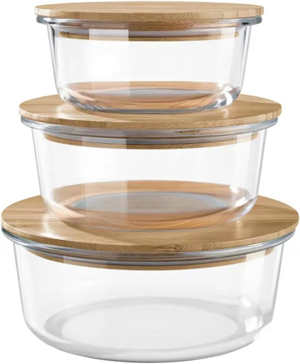 The Better Home Glass Airtight Container Set for Food Storage with Bamboo Lid | Leak Proof | Air Tight Lunch Box for Office, Fridge & School (400ml 650ml 950ml) Set of 3