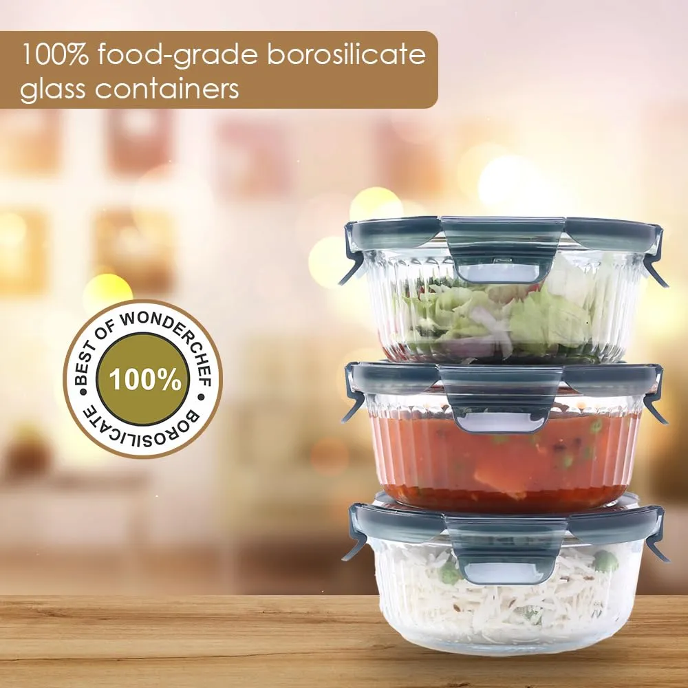 Wonderchef Verona Lunch Box Set of 3 Pcs, 400 ml, Leak Proof, Air Tight, Microwave Safe