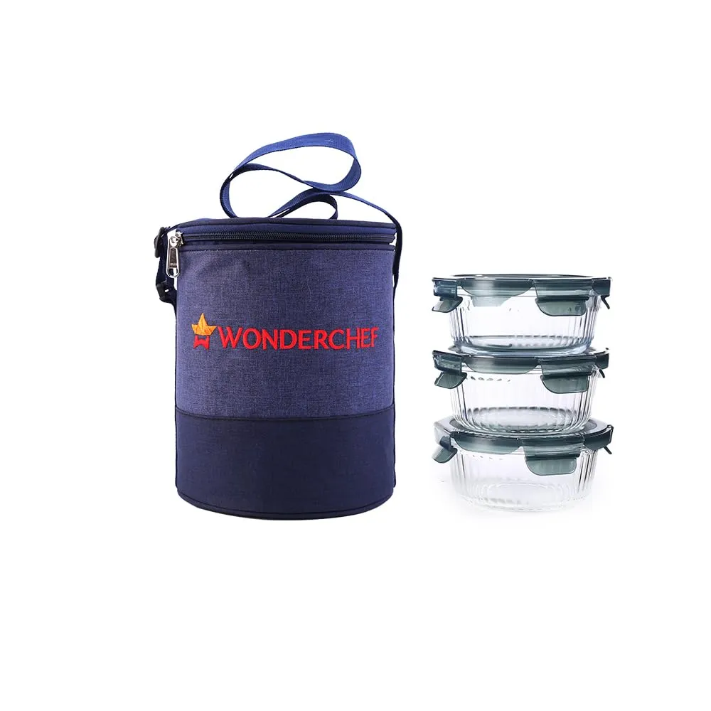 Wonderchef Verona Lunch Box Set of 3 Pcs, 400 ml, Leak Proof, Air Tight, Microwave Safe