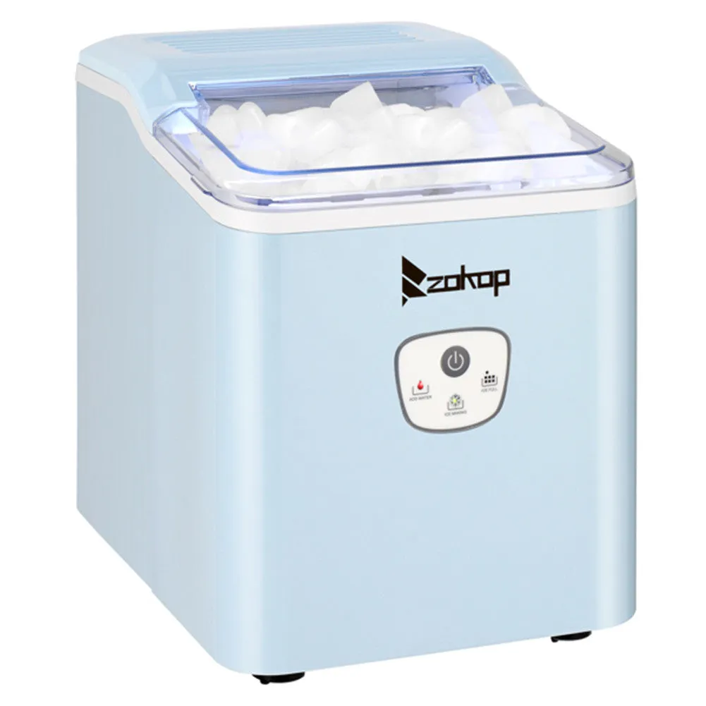 ZOKOP Ice Maker 26lbs/12kg/24h with Plastic Lid Blue