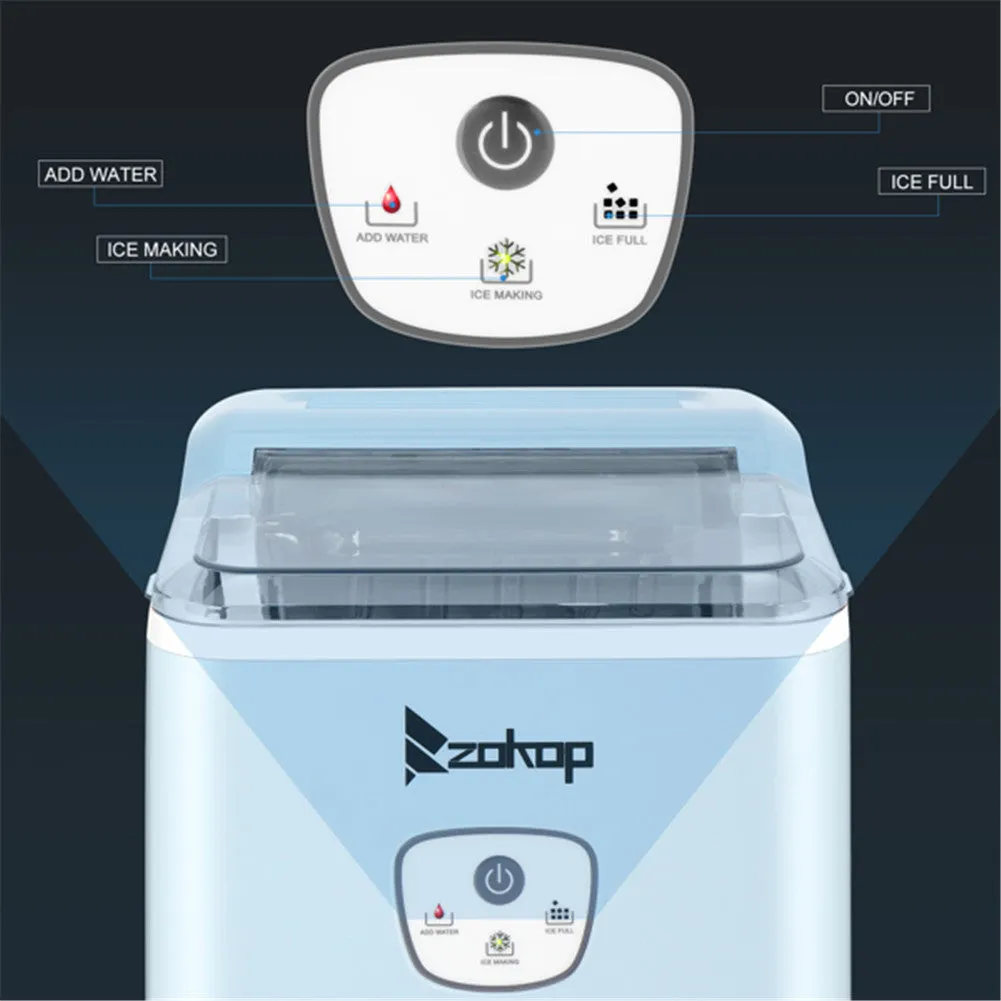 ZOKOP Ice Maker 26lbs/12kg/24h with Plastic Lid Blue